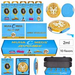 muha meds x cookies collab 2 gram disposable circle pen blue box
