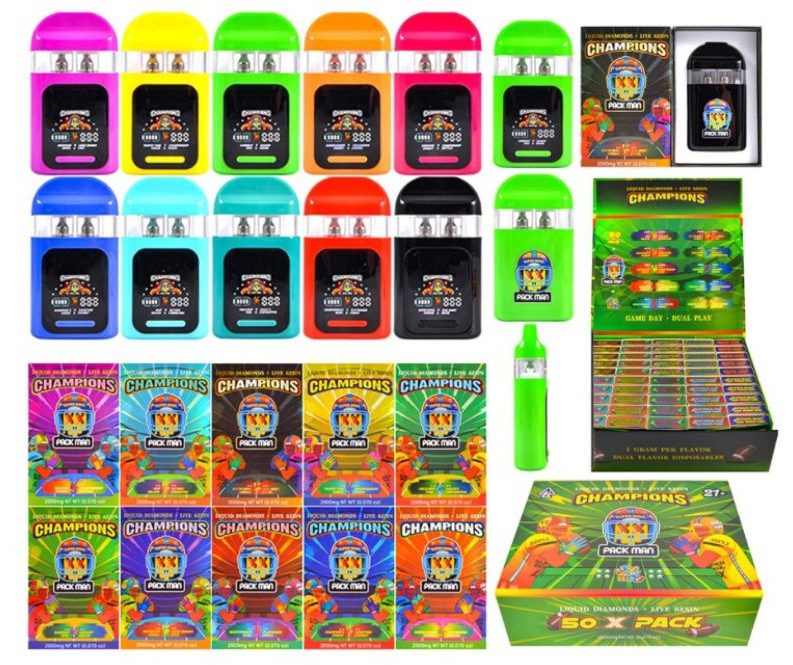packman champions 1+1g led dual chamber disposable vape packman champions 1+1g led dual chamber disposable vape