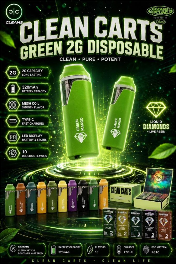 Clean Carts 2G Disposable Vape Green – Premium 2G Disposable Device for Wholesale clean