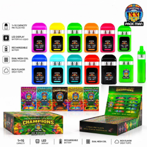 packman champions 1+1g led dual chamber disposable vape