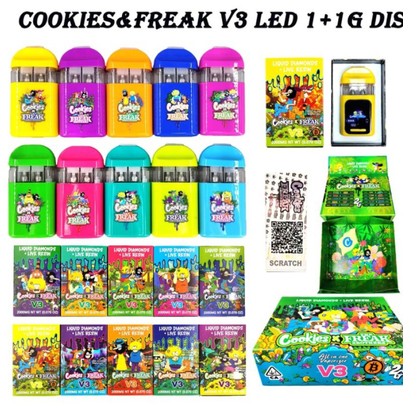 cookies freak v3 led 1+1g dual tank disposable vape cookies freak v3 led 1+1g dual tank disposable vape